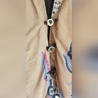 Stylish Tan Jacket With Artistic Patterns Chinoiserie Asian Inspired Sz L