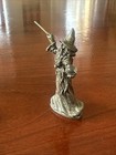 Vintage Pewter Wizard Figure W  Crystal Ball  2 5 