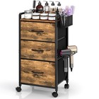 Mobile Salon Station Trolley Cart With Wheels  3 Fabric Drawers   Tool Holder -