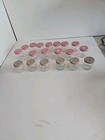 Lot Of 19 Glass Jelly Jar W  Lids Red   Brown Gingham Checkerd Crafts 1oz 