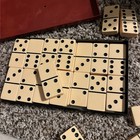 Vintage Crisloid Top Grade Butterscotch Bakelite Dominoes With Case - Read