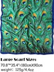 Satin Shawl Women Silky Neck Scarf Wrap Large 70 8 x35 4  Green Peacock-01