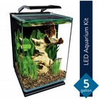 Glass Led Aquarium Kit 5 Gallon Fish Tank Hidden Filtration black