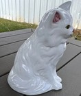 Vintage White Persian Porcelain Ceramic Cat Made In Portugal Statue Figurine  