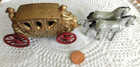 30s Painted Metal Cast Iron British Carriage 2 Horses Old Toy Novelty Collectibl