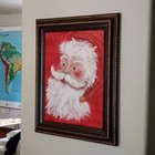 Santa Claus Painting On Canvas Vintage Christmas Old St  Nick Holiday Decor