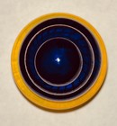 Vintage Blue   Yellow Glass Bottle Stopper Lid Decanter Liquor Cologne