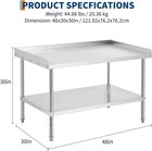 48 x30  Stainless Steel Prep Table Grill Tables Equipment W removable Backsplash