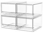 4 Pack Clear Stackable Storage Drawers  4 4  Tall Acrylic Bathroom Makeup 