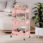 3-tier Folding Rolling Utility Cart With Wheels  Foldable Storage Cart Organi   