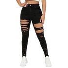 Casual High Rise Ripped Black Denim Jeans - Size 0 Petite