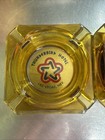 Lot Of 2 Vintage Thunderbird Hotel Las Vegas Casino Ashtrays Amber Glass