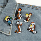 Calvin And Hobbes - Comic Strip     Set Of 5 Enamel Lapel Pins - Retro