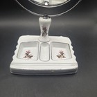 Vintage Porcelain Swivel Vanity Mirror With Floral Divided Trinket Tray