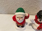 Vintage Christmas Ceramic Salt   Pepper Shakers Lot Santa Snowman Sleigh Kitsch