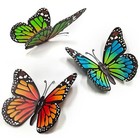  Metal Butterfly Wall Decor - Pcs Butterflies Wall 3 Orange   Blue   Green