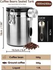 1 8l Coffee Canister Stainless Steel Airtight Storage Container  measuring Scoop