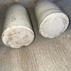 2 Antique Two Tone Clay Stoneware Ginger Ale Beer Bottles Pottery Glazed 8 5 