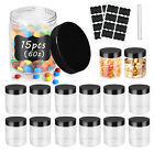 15 Pack 8oz Plastic Jar Storage Container With Screw-on Lids Wide-mouth Jars Lot
