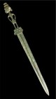 Rare Ancient Bronze 55cm  Big Sword With Unique Human Figure Handle