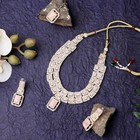 American ad Two Layered Sparkling Square Shaped Rhinestone Crystal Necklace Set