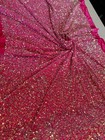 Fuchsia Sequin Stretch Velvet Fabric Sparkly Spandex Costumes Dancewear