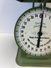 Vintage Green American Family Scale 25 Lb  With Metal Bowl