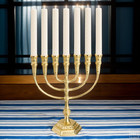 Large Gold Menorah 7 Branch Hanukkah Menorah Candle Holder - Jewish Menorahs 7 A