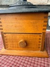 Vintage Antique Hand Crank Cast Iron And Wood Coffee Grinder Box Joints
