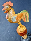 Anri Wooden Carving Wine Bottle Stopper Rooster With    bottom Up    Sign