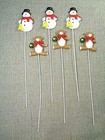 Vtg Florists Christmas Picks Floral Arrangement Lot 6 Basket Decor Snowman Bear