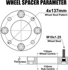 4pc 2  4x137 Wheel Spacers M10x1 25 Atv Utv  Can-am Brp Outlander Renegade 110mm