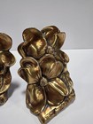 Vintage Heavy Brass Magnolia Flower Bookends Set Gold Floral Library Decor Vf 