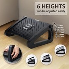 Adjustable Under Desk Foot Rest 6 Height Ergonomic Office Foot Stool Black