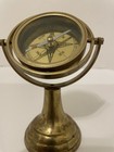 Vintage Brass Nautical Gimbal Ship Navigation Compass 6    On Weighted Stand