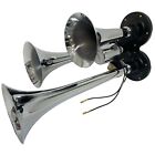 Chrome Air Train Horn 3 Trumpet Loud 120db Semi Truck Car Boat 12v 24v