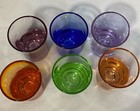 Set 6 Multi Color Thick Bottom Art Glass Shot Glasses 2 75   x 1 65    Barware