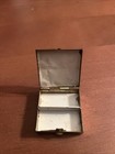 Vintage Square Brass Pill Box Hinged Champleve Enamel Ornate Relief Trinket Case