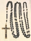 Antique Blessed Germany Ebony Pectoral Cross Crucifix 15 Decade Rosary Catholic 