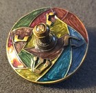 Handcrafted Artisinal Dreidel Multicolored  Enameled 2  Top Amber Stone