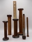 Antique Vintage Wooden Thread Spools Bobbins Primitives Lot Of Six 5  To 10   