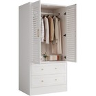 Wood Armoire Wardrobe Hanging Rod Closet Storage Cabinet Clothes Organizer