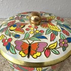 Vtg Floral Butterfly Daher Metal Tea Tin Mcm Made In England Retro Colorful