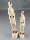 2 Piece Meerkat Wood Figures Made In Zimbabwe Folk Art Woodwork Carving