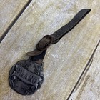 Vtg Independent Harvester Co Plano Ill Metal Fob Badge Leather Strap Advertising