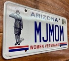 Rare Unique 2016 Arizona Women Veterans Vanity License Plate   mj Mom  Major Mom