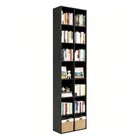 71  Tall Shallow Bookcase Dvd Storage Shelf  14 Cubes 7 Tier Narrow Wide Black
