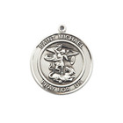 Large Sterling Silver St  Michael The Archangel Medal 18  Lobster Claw Chain