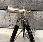 Nautical Solid Brass Telescope With Wooden Tripod Vintage Navy Ship Telescope 9 