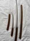 2 Piece Set - Shirasaya Katana Wakizashi Tanto In Rosewood With Real Hamon